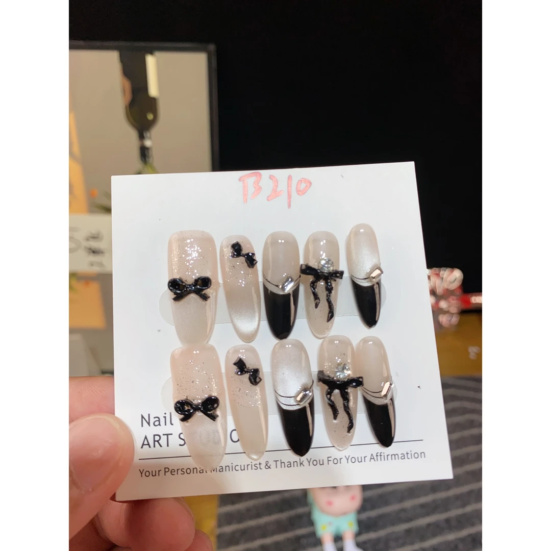 【夜圆舞曲】纯手工穿戴甲猫眼气质显白轻奢温柔百搭款可拆卸美甲贴