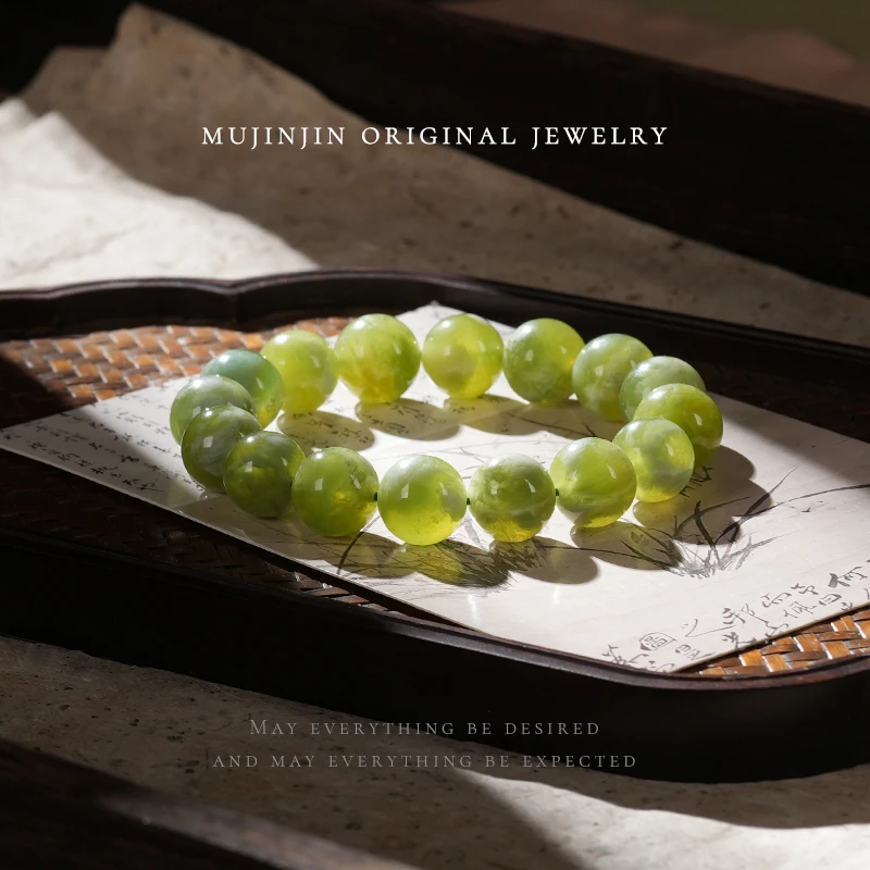 天然岫玉青提奶盖手链女款时尚百搭手串时尚饰品