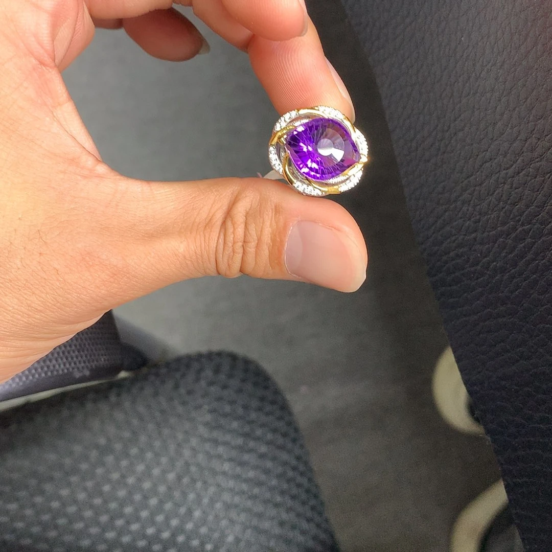 银S925镀金镶嵌水晶戒指