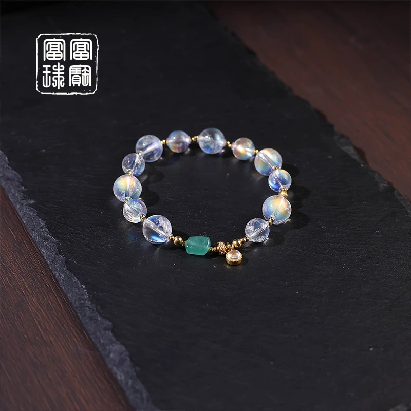 【沦陷】富富珠宝 月光石18k金时尚手串 （天然珠宝多样发）