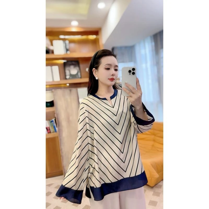 【25205】真丝长袖衬衫秋装女2025年新款设计感洋气减龄桑蚕丝上