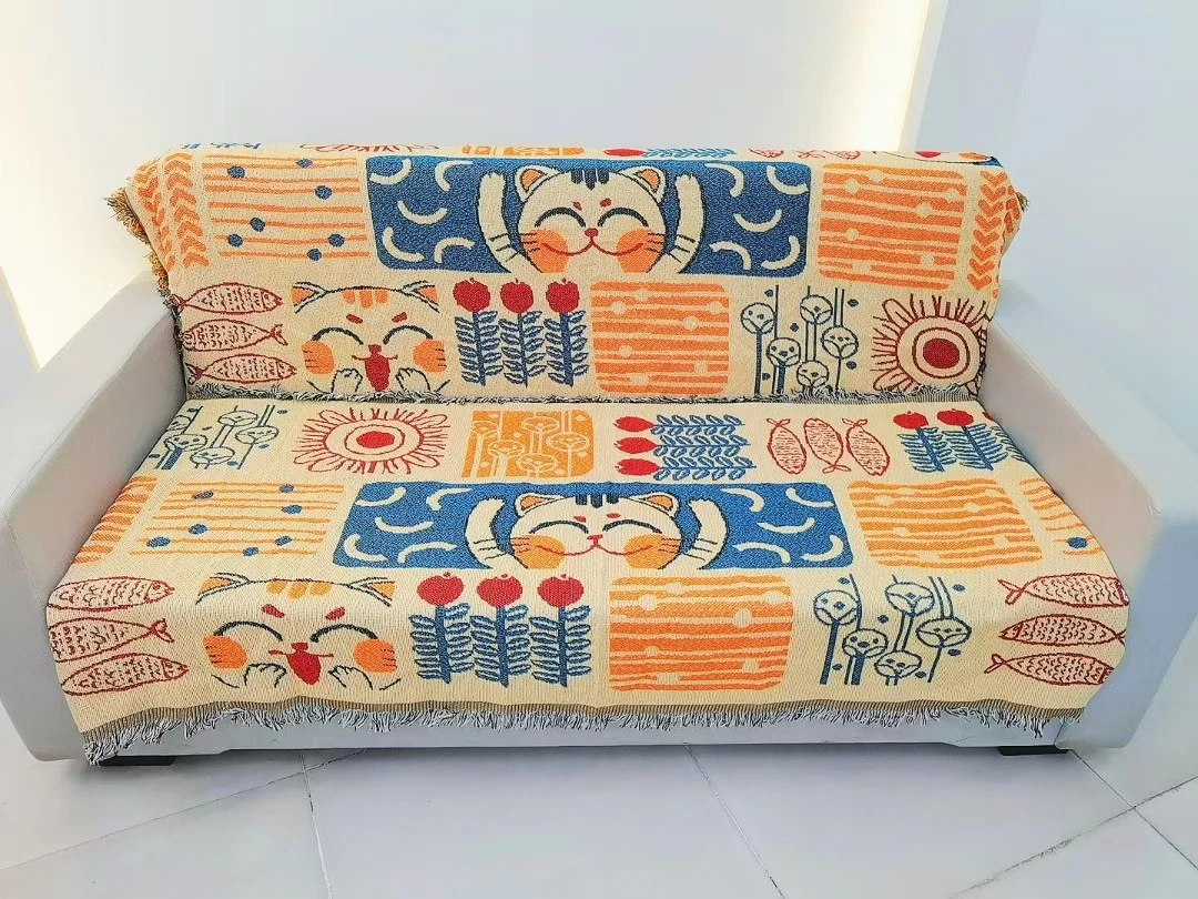 招财猫大90*240cm加密加厚多功能沙发巾