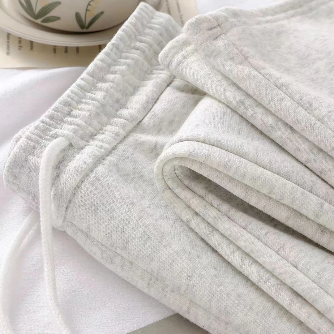 花灰色美式慵懒显瘦卫裤男女款秋冬白灰色纯色宽松百搭直筒休闲裤