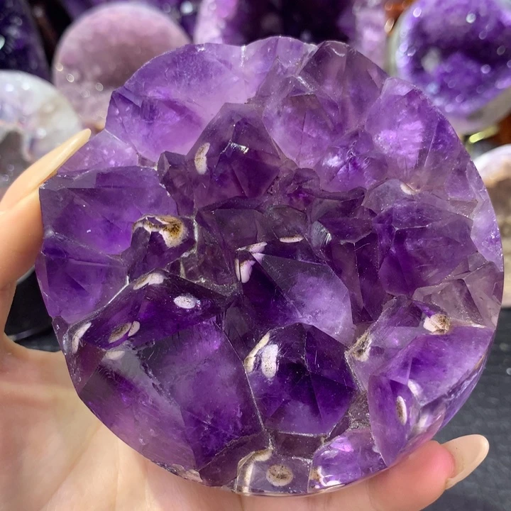 未镶嵌珠宝半成品紫晶莲花半球