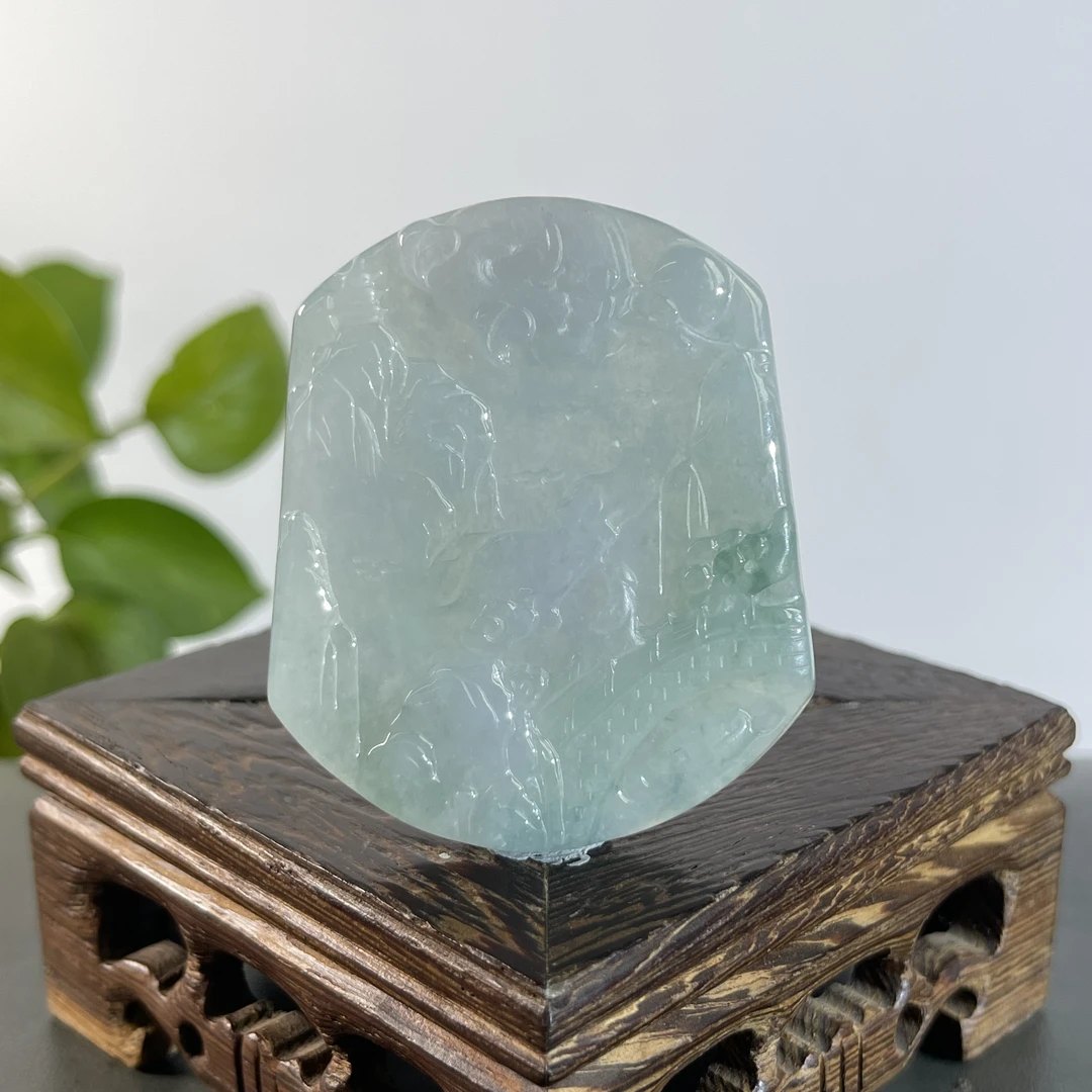 JYW30-95  天然缅甸A货翡翠  山水牌