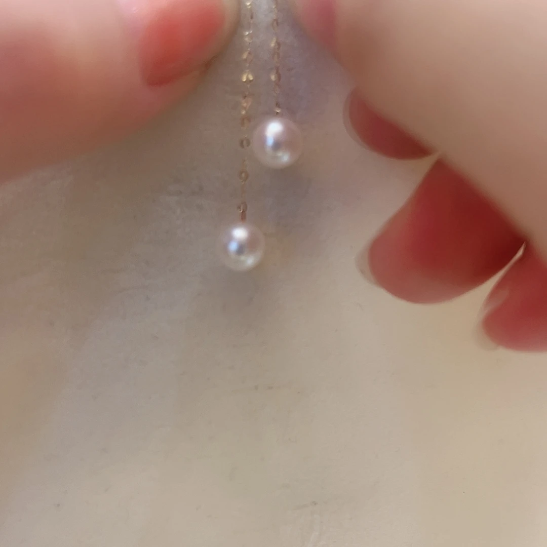 耳饰18K金镶嵌淡水珍珠