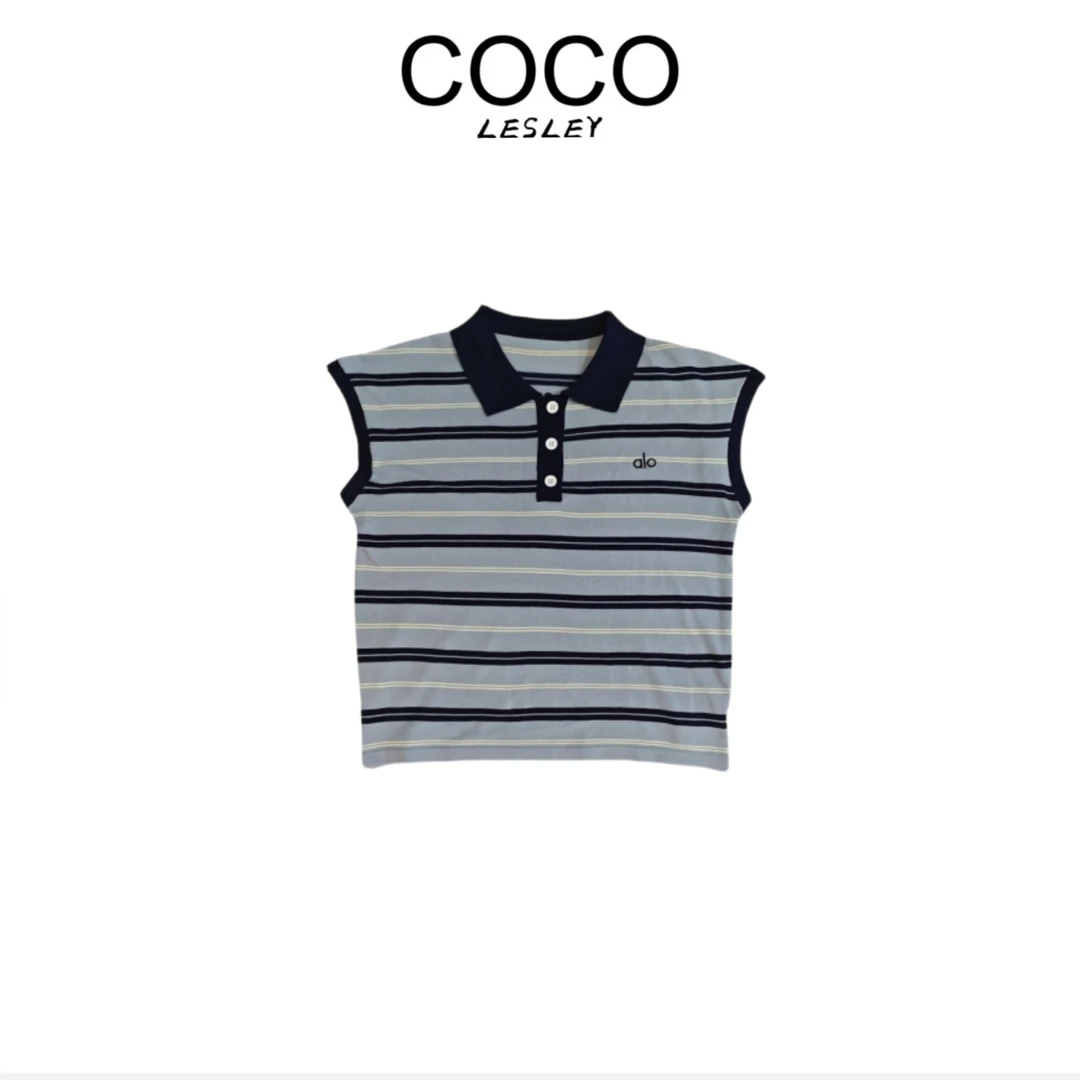 【COCO LESLEY】夏季正肩polo短袖T恤百搭韩版休闲条纹上衣X201