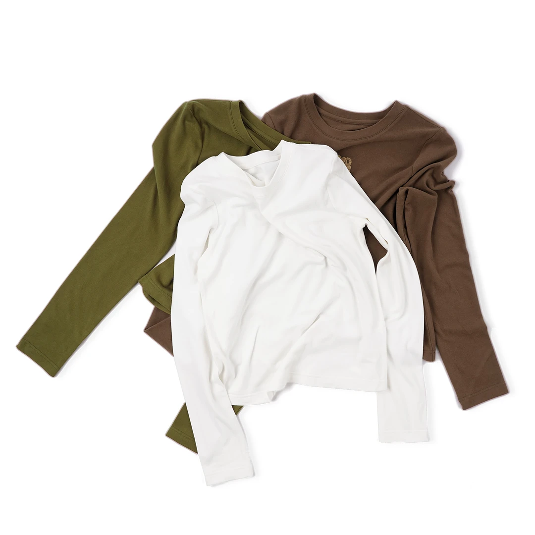 【立体毛巾绣打底长袖】新款春秋简约百搭高级感长袖T恤CXAL4A036