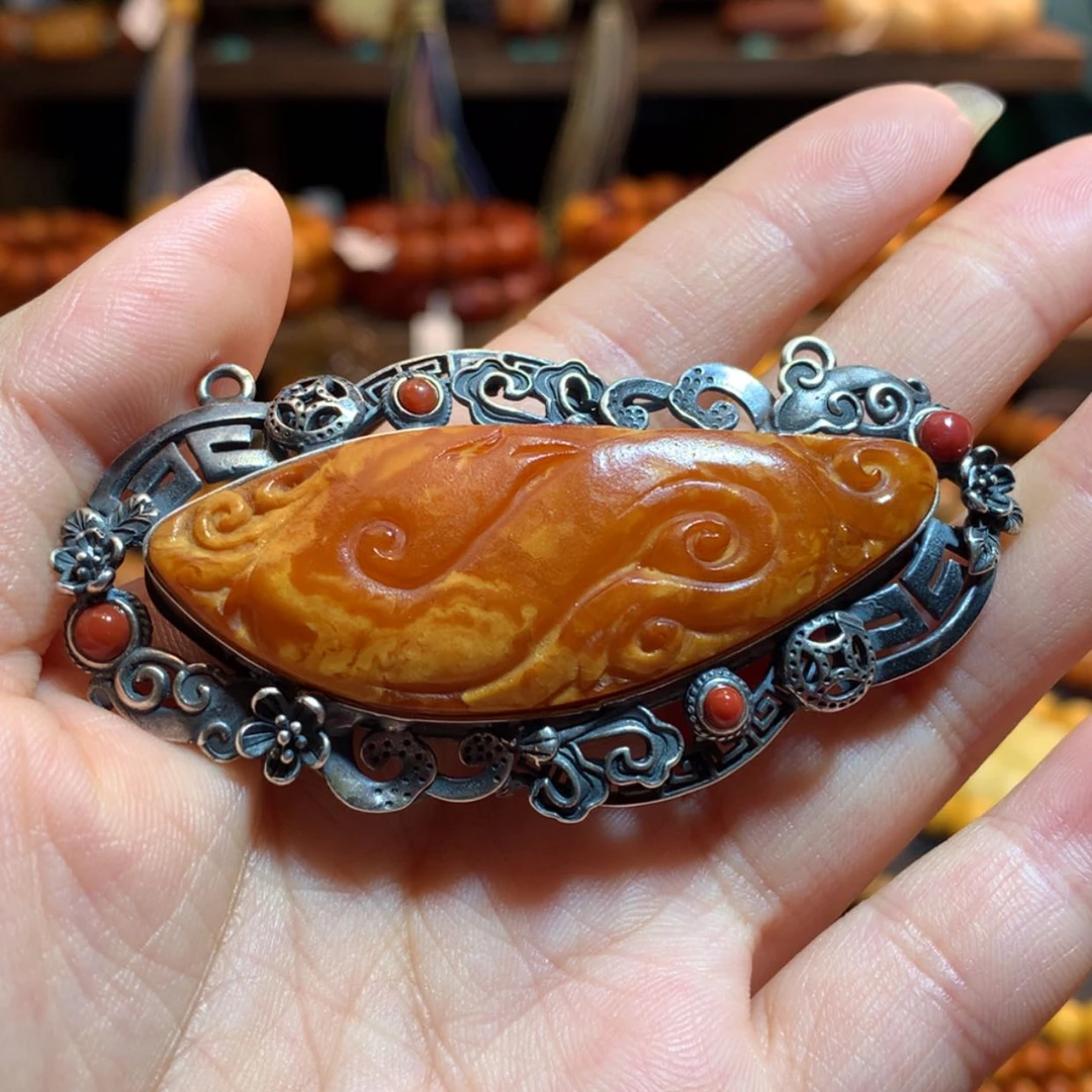 【闪购商品】蜜蜡吊坠(不含链)银S925镶嵌