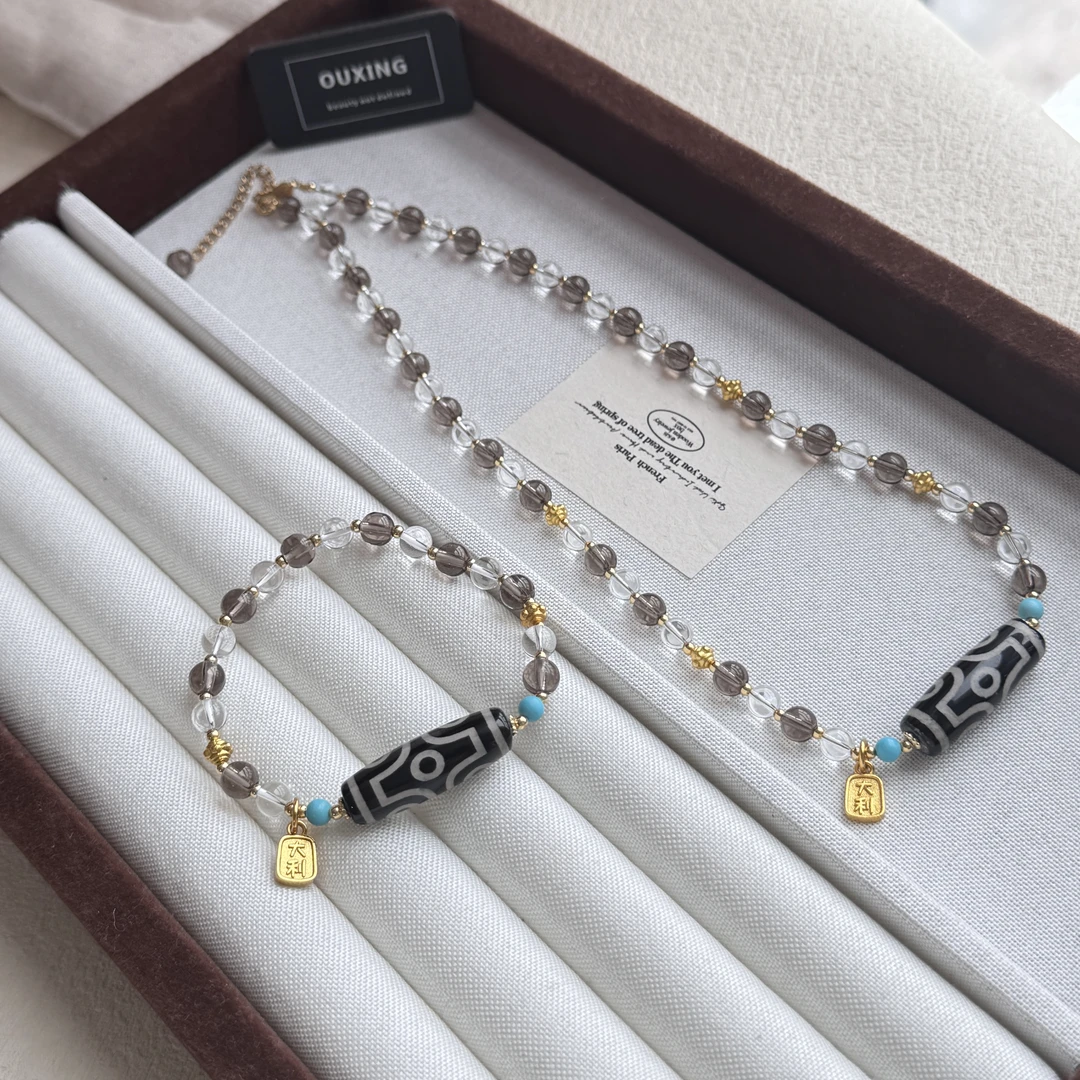 铜合金项链 [白茶]原创设计名族风透明百搭手工小众串珠项链