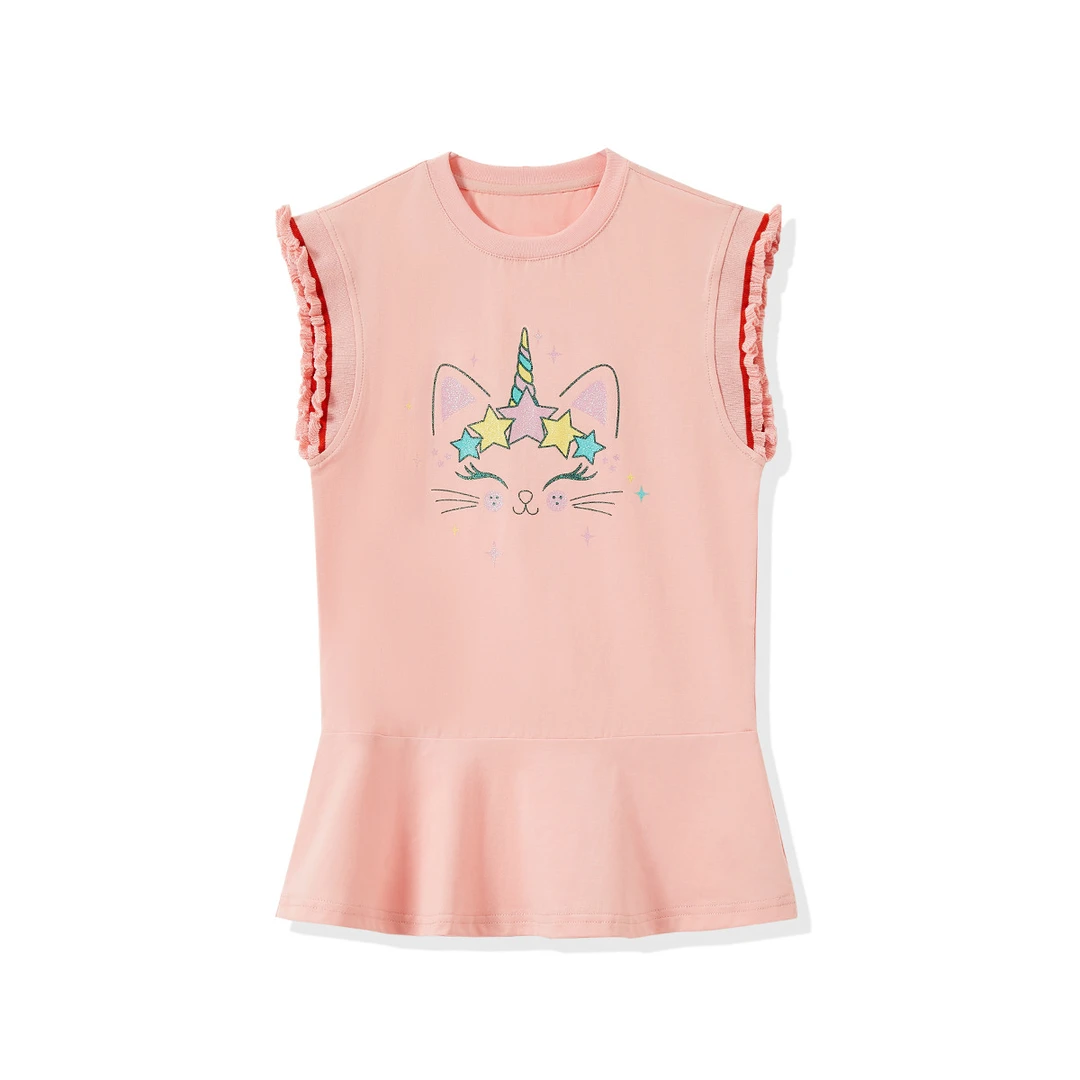 【宝宝衣服】女童连衣裙夏装透气甜美可爱图案无袖儿童公主裙子