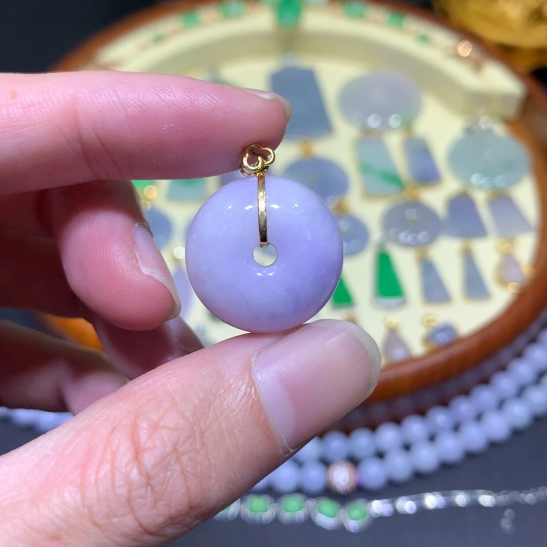 翡翠吊坠(不含链)18K金镶嵌