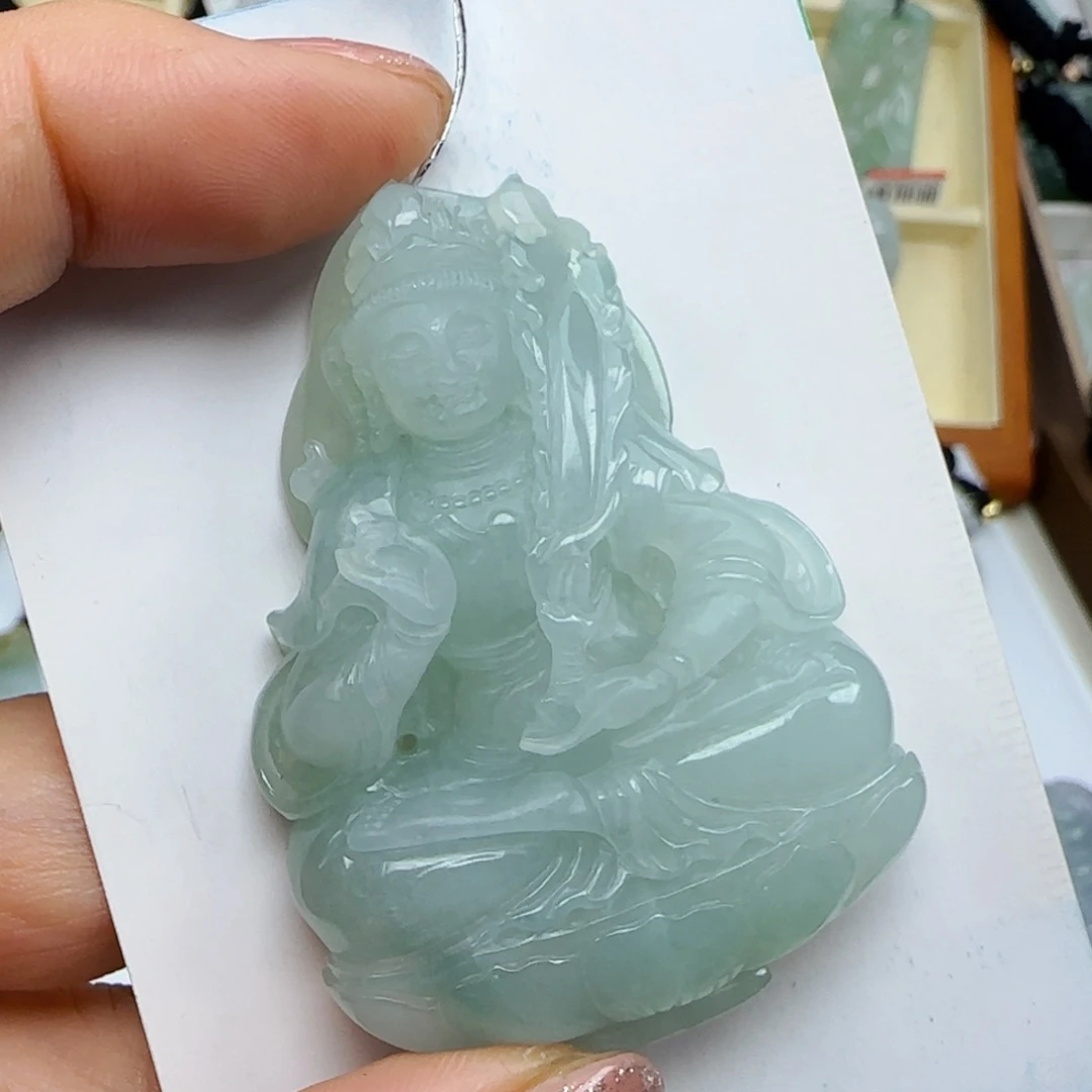 翡翠未镶嵌颈饰老*，
