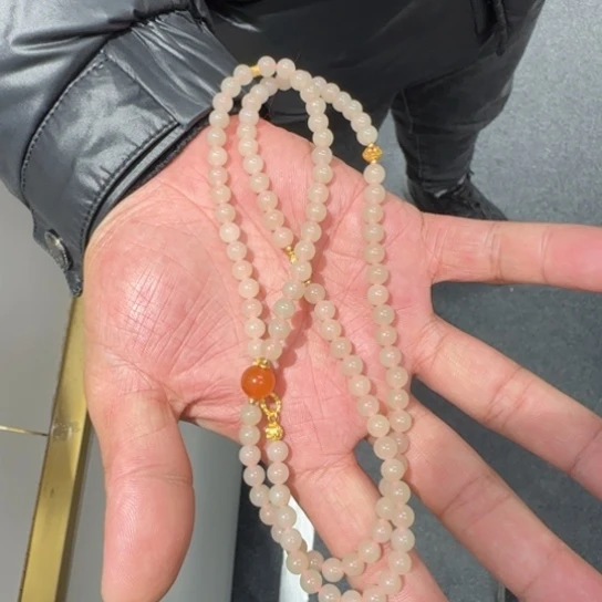 和田玉颈饰未镶嵌卡6藕粉设计款108