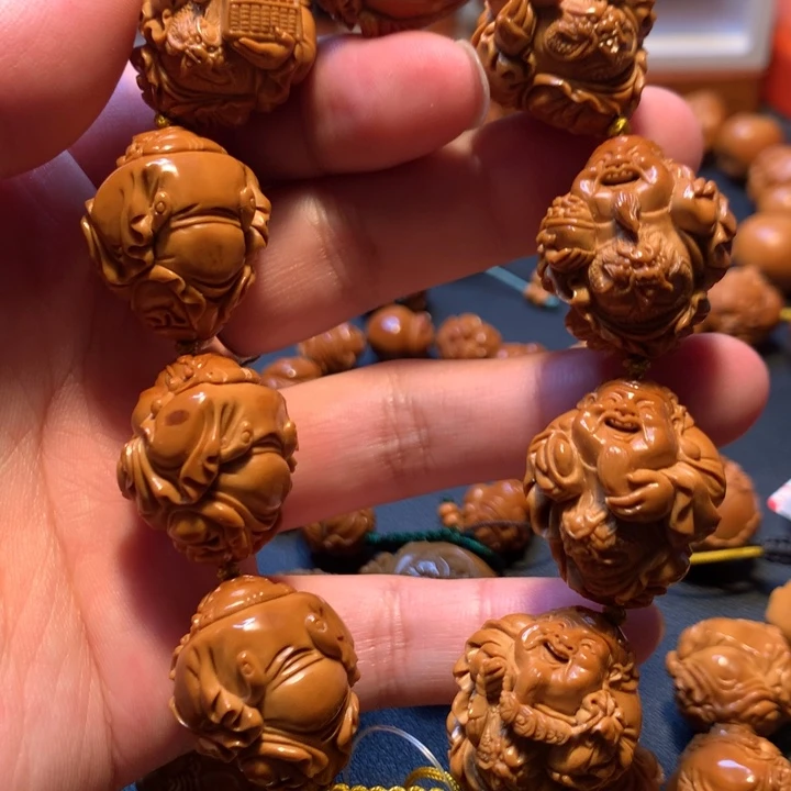 橄榄核手串苏工名家手工高货龙袍财神