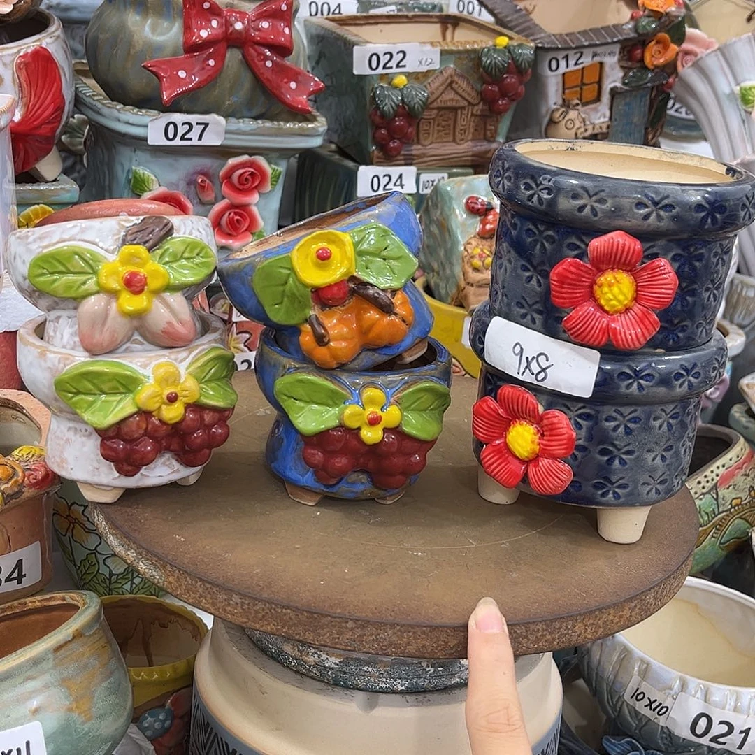 粗陶多肉花盆花盆前面白色