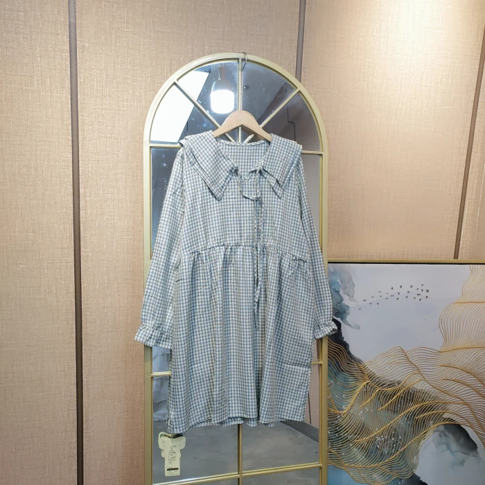 BG314孕妇格子连衣裙100-140