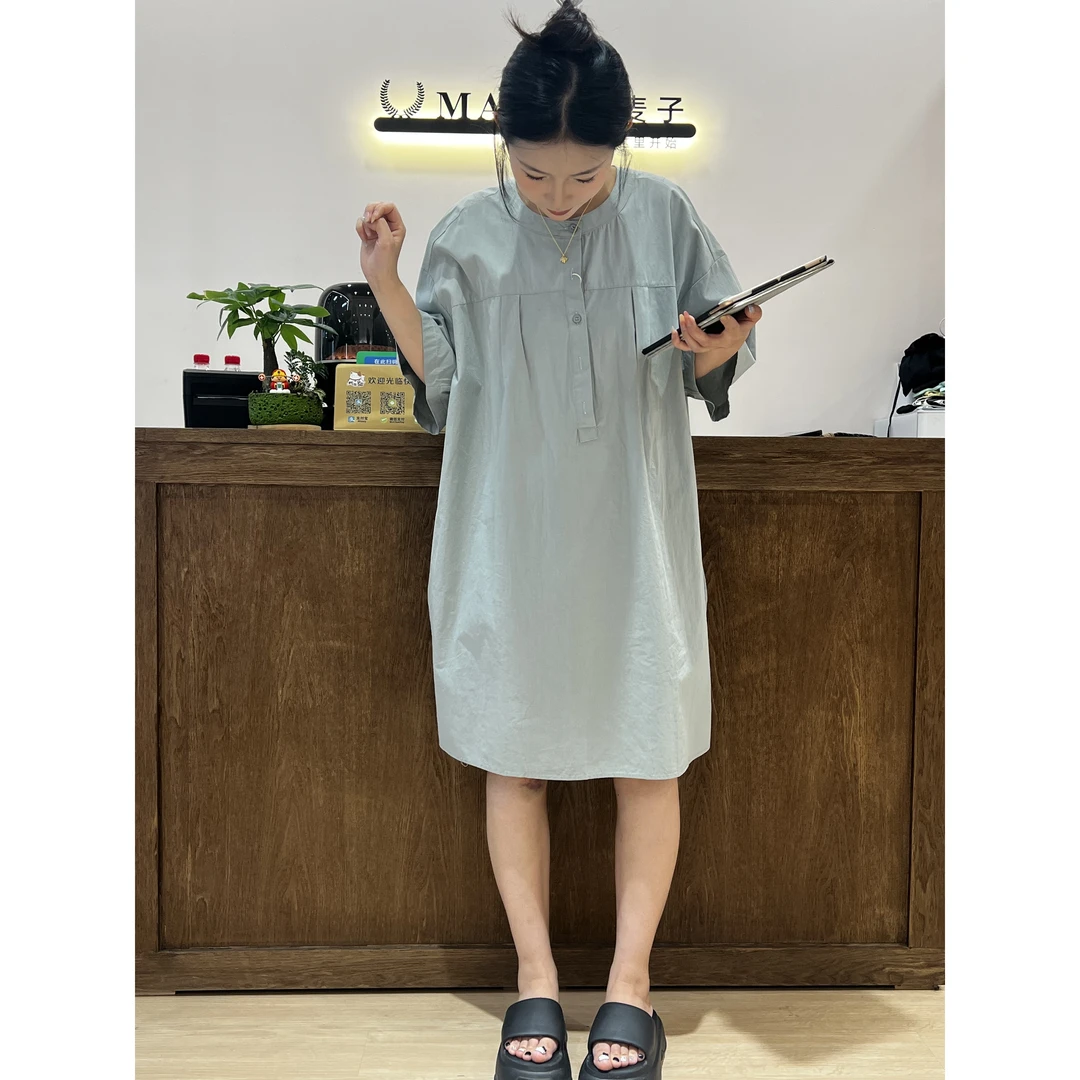 夏季新款宽松韩系圆领短袖连衣裙YZ05S-8050