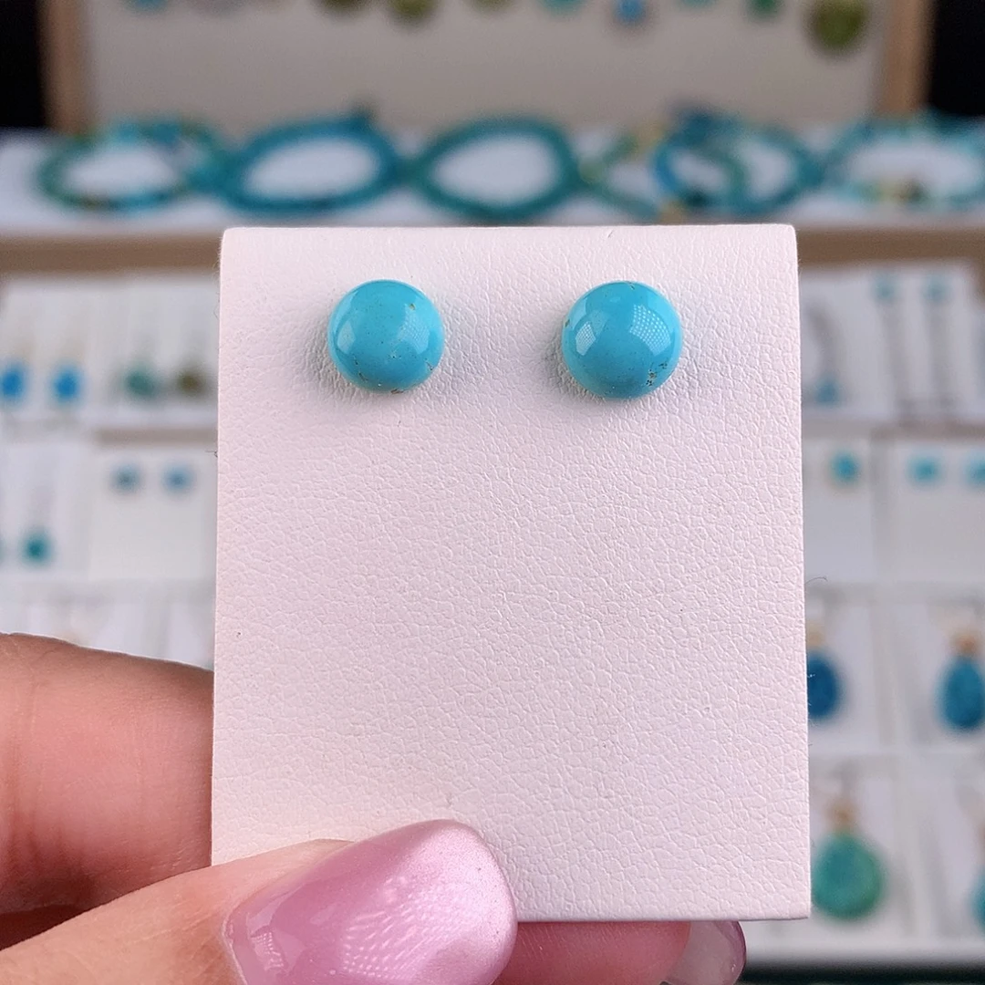 银S925镶嵌绿松石耳饰