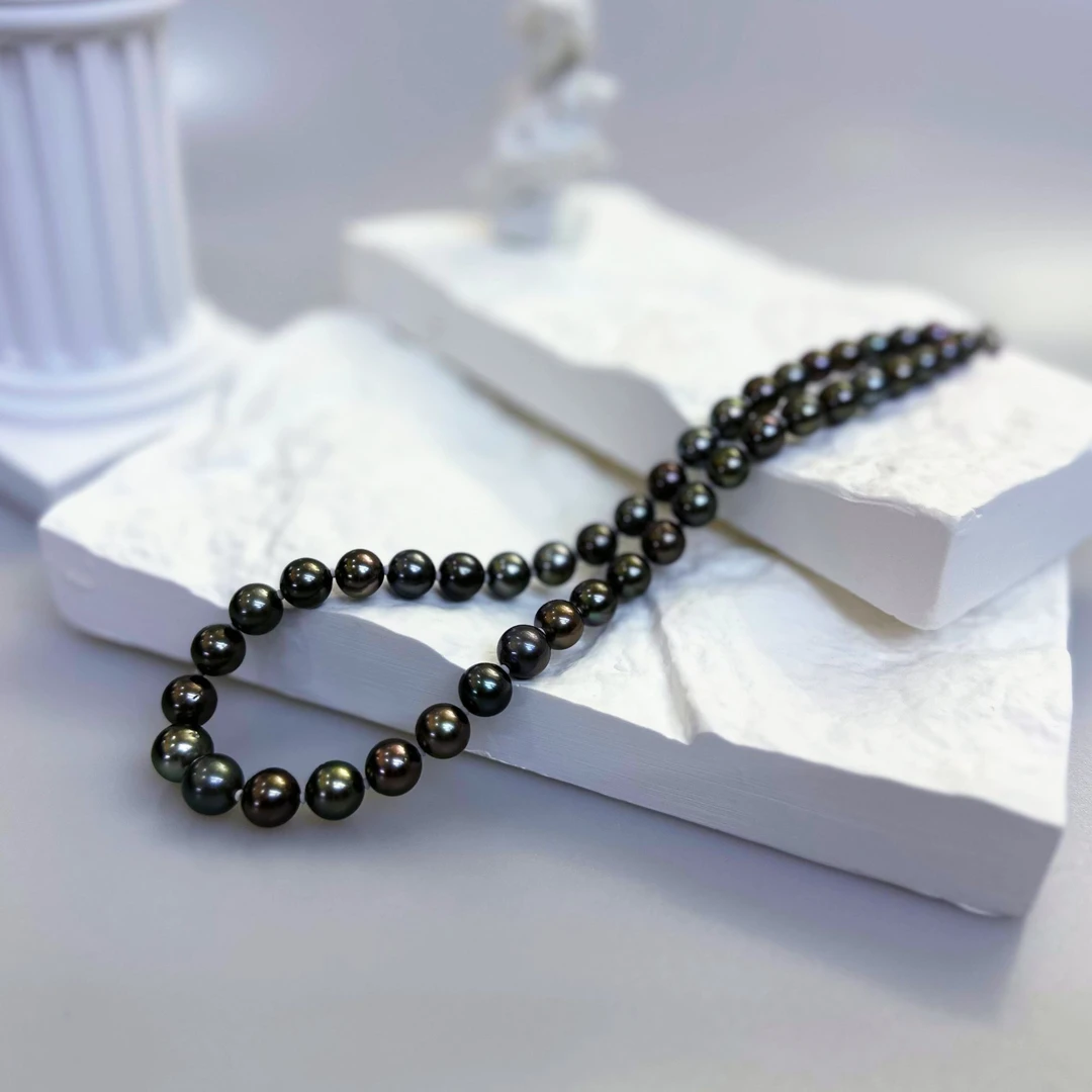 【老蚌头珠宝】大溪地黑色珍珠全珠项链8-11mm（天然珍珠多样性发货）
