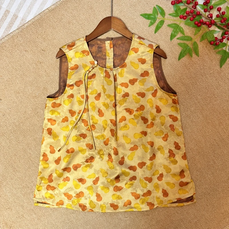 新中式无袖葫芦印花背心夏季休闲时尚宽松设计感