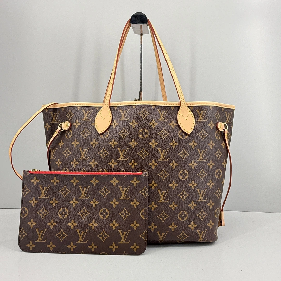 95新 LouisVuitton/路易威登 优选/NF中号老花红内托特芯片/32x29