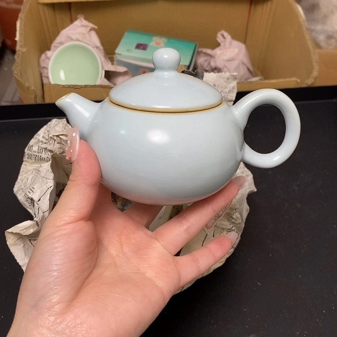 清仓价汝窑茶壶开片