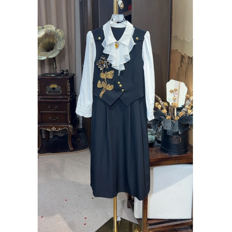 芙娜妮轻奢秋冬新款小众设计气质显瘦名媛女装时尚两件套F2510415