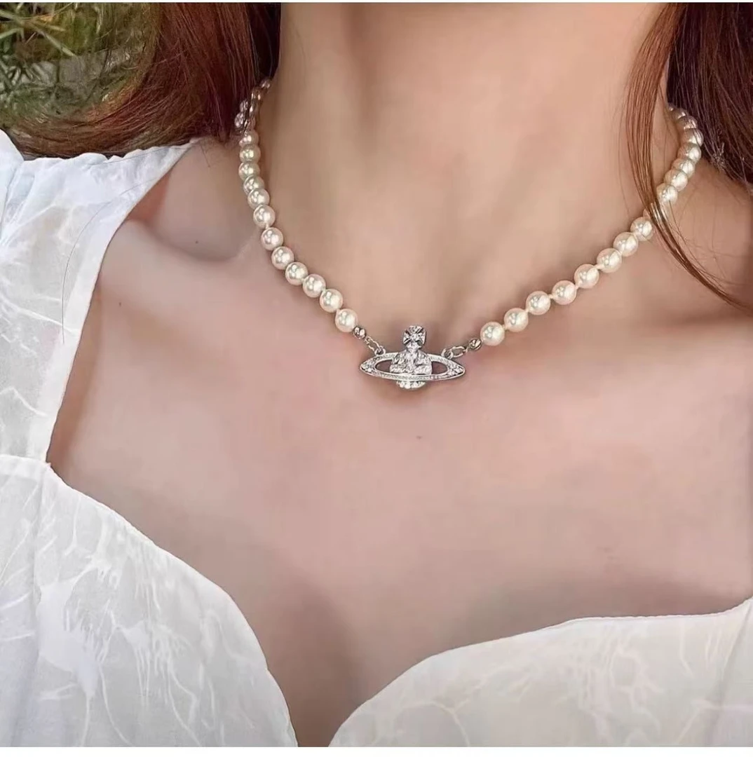 合金吊坠 女镶钻嵌颈链银色气质单层tuxing项链