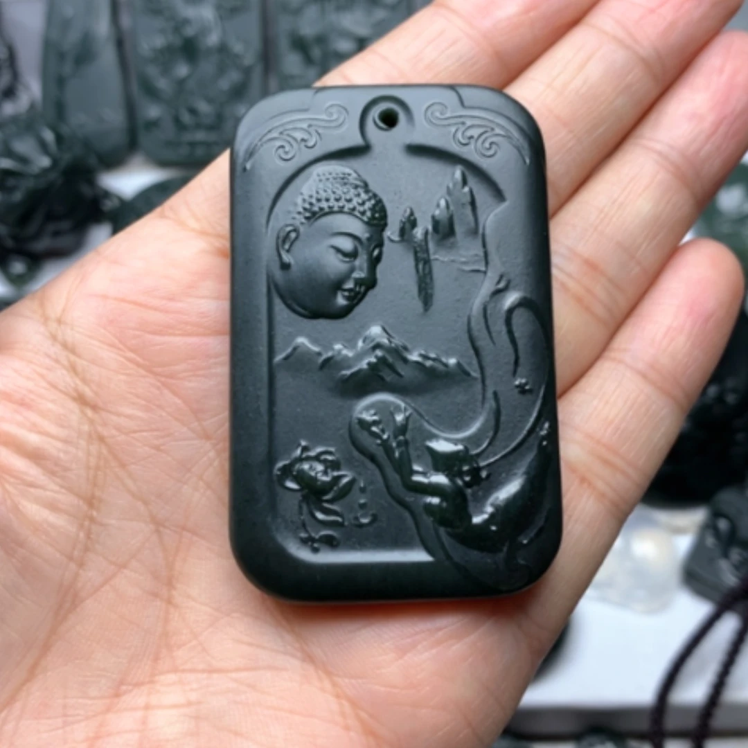 【闪购商品】颈饰未镶嵌和田玉（青玉）双面雕刻
