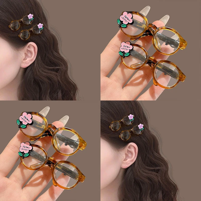 2025新款韩版可爱卡通眼镜发夹女时尚百搭刘海夹子气质边夹发饰