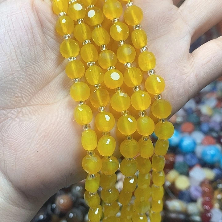 未镶嵌玛瑙/玉髓珠宝半成品A级玛瑙切面卡8mm
