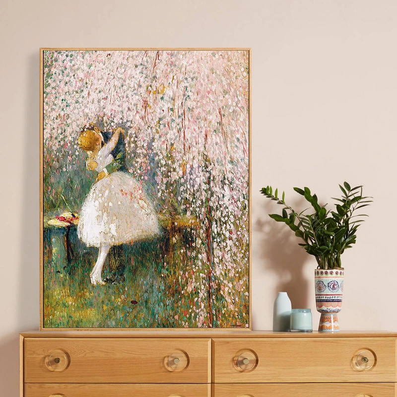 Georges Picard 花树下的浪漫 民宿卧室客厅摆画油画水彩人物画