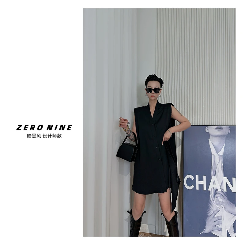 Dan Dan 黑色无袖马甲短裙俩件套女 时尚套装