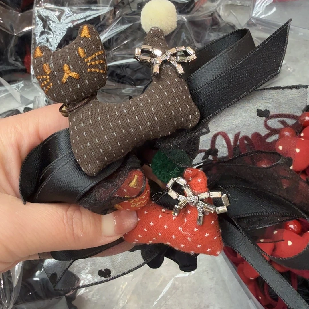 布艺非金属小猫发绳