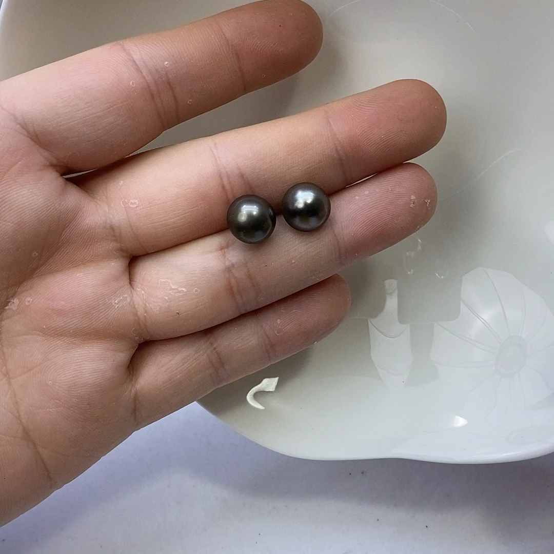 银S925镶嵌耳饰拼合珍珠（马贝珠）