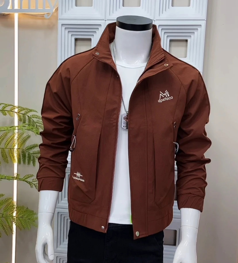 新款男士休闲百搭长袖韩版外套春季秋季修身男立领时尚夹克上衣