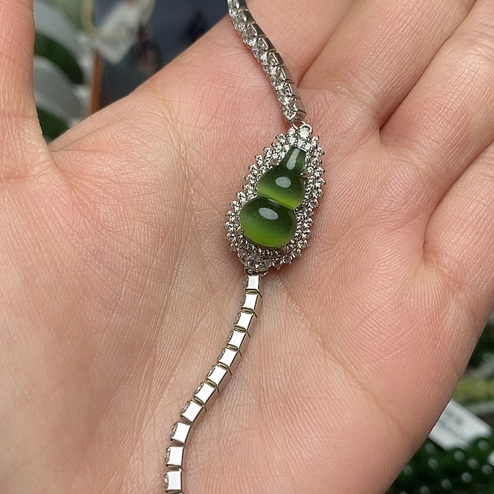 和田玉银S925镶嵌手链