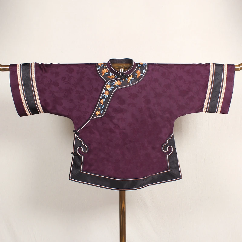 【紫姹】桑蚕丝香云纱复古日常中式时尚国风斜襟提花单层上衣