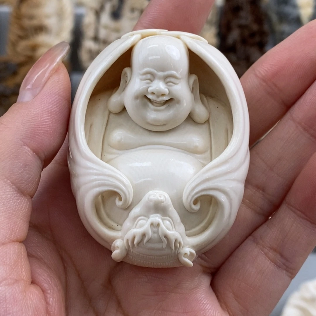 不***马白玉菩提吊坠弥勒
