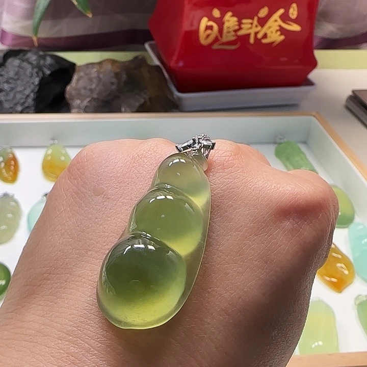 岫玉银S925镶嵌吊坠(不含链)