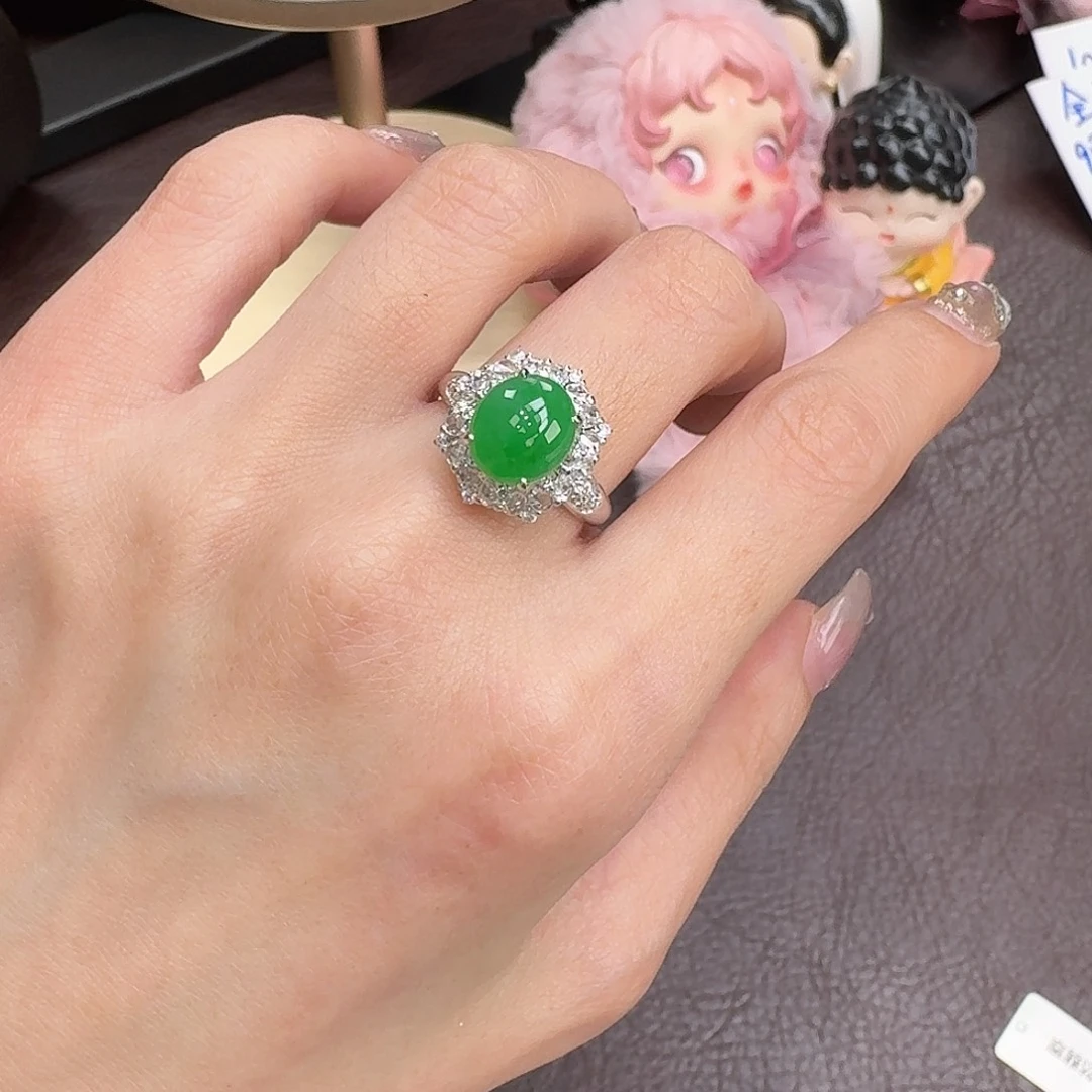 翡翠18K金镶嵌戒指11