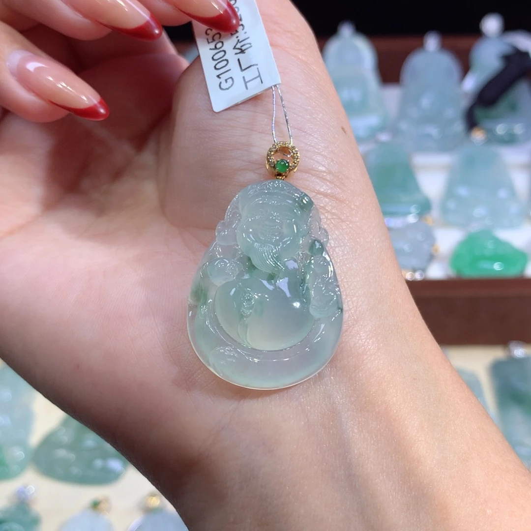 吊坠(不含链)18K金镶嵌翡翠