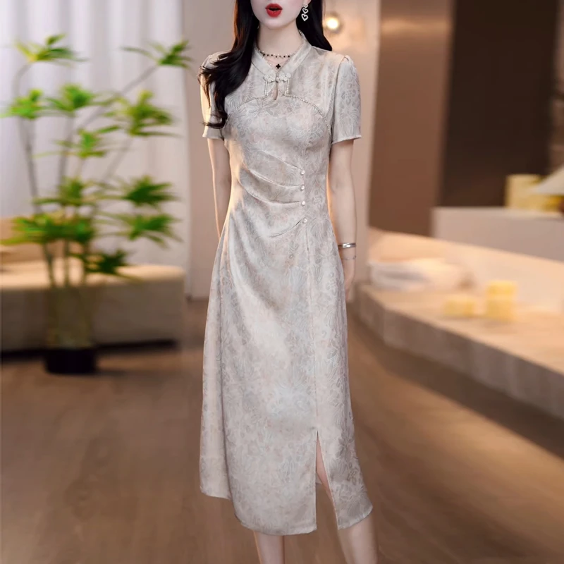 新中式国风改良旗袍连衣裙2025新款女夏气质妈妈高端年轻日常送考