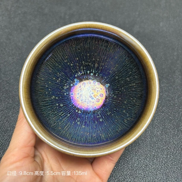 实拍 丁长生手作:锦绣。建窑建盏纯手工高端主人杯陶瓷