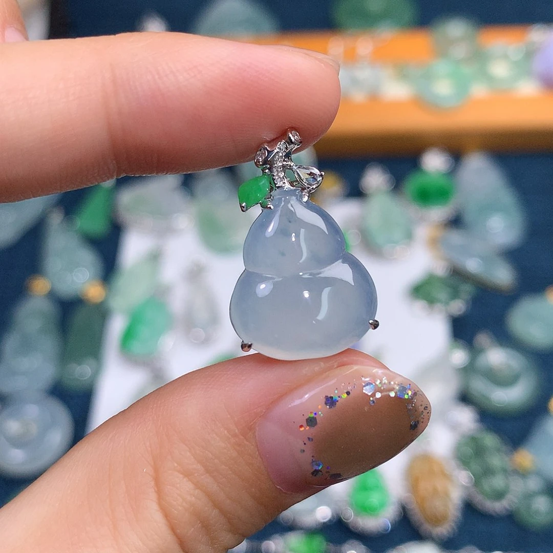 吊坠(不含链)18K金镶嵌翡翠