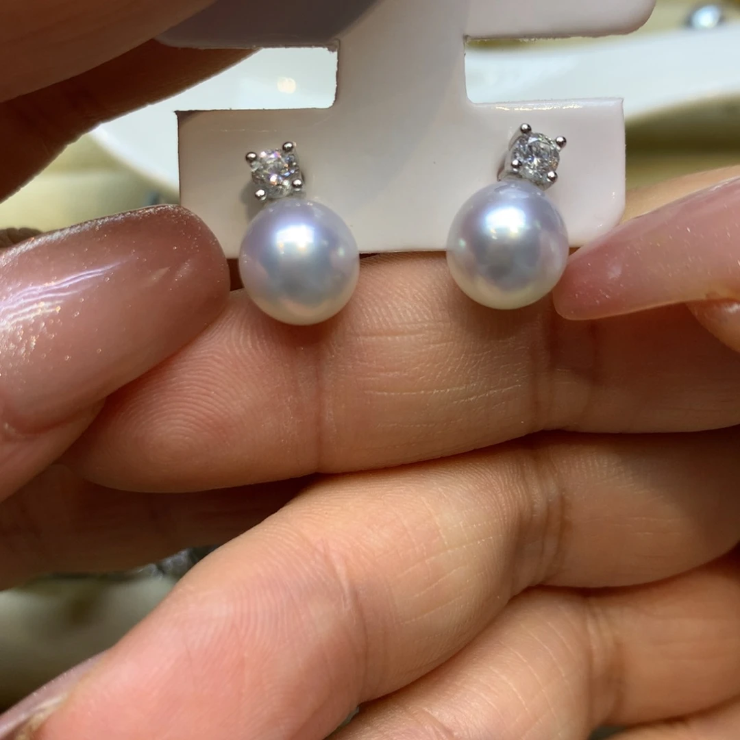 银S925镶嵌耳饰海水珍珠