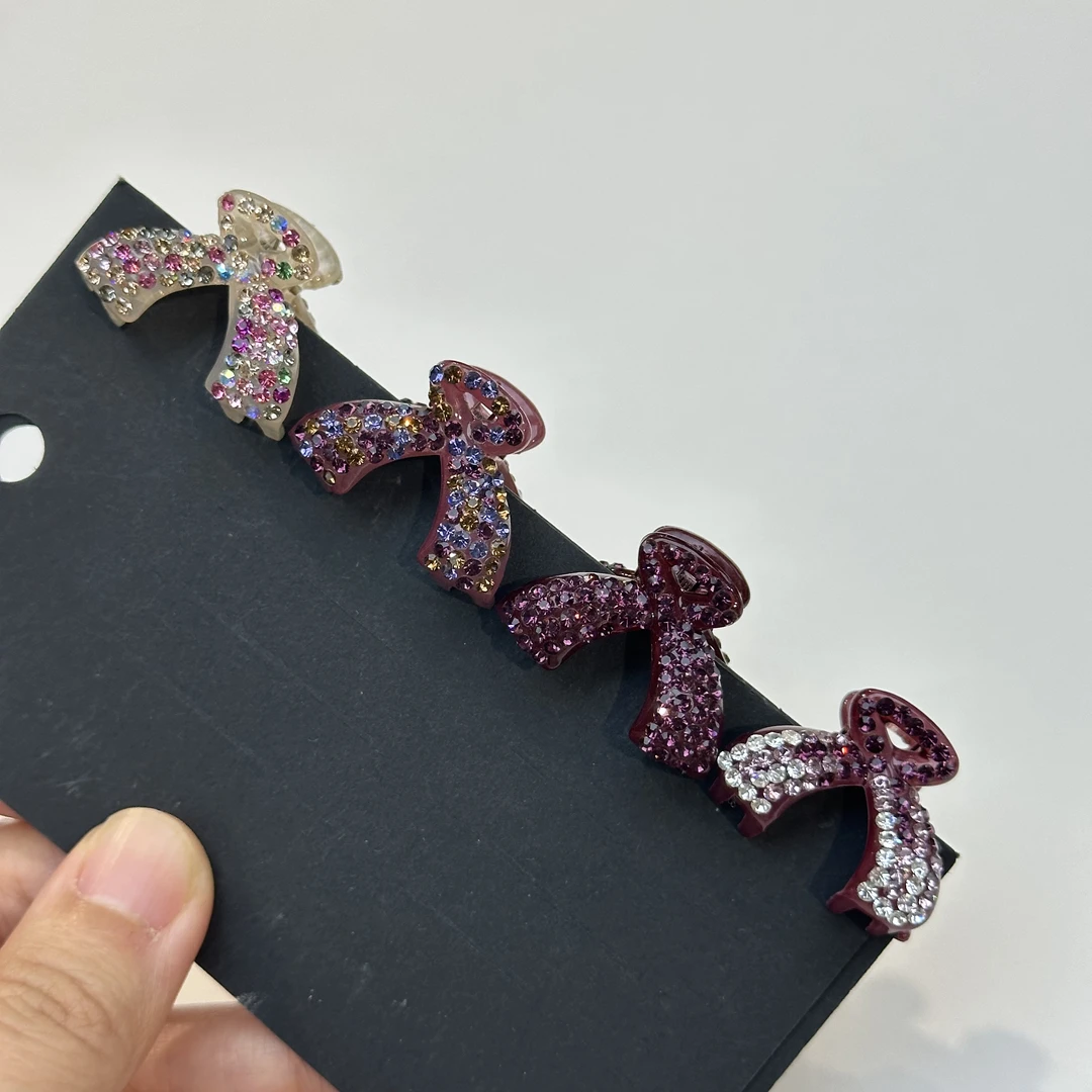 满钻小v字刘海小抓手工镶钻精致闪亮高颅顶小抓侧边夹