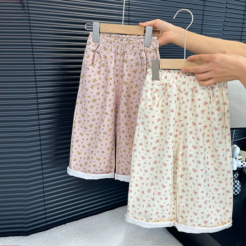 女童春秋时尚碎花裤洋气百搭碎花新款小清新休闲裤欧若风童装