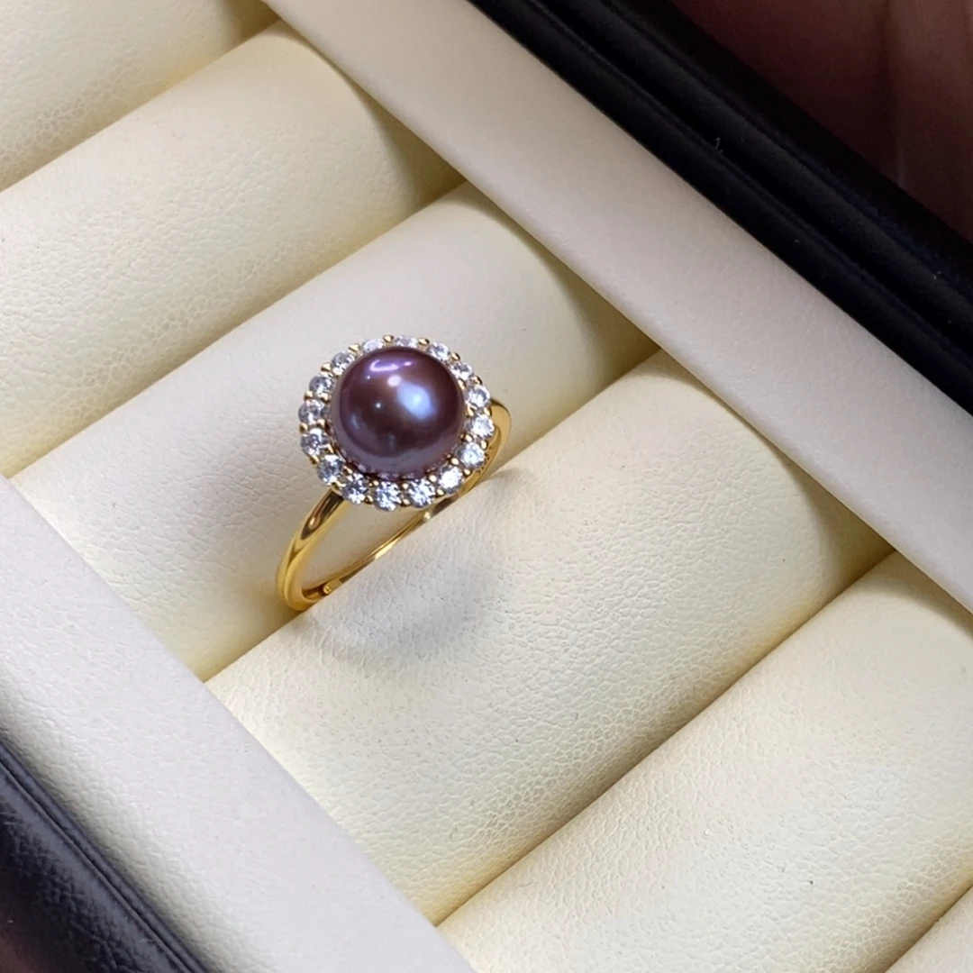 u****戒指银S925镀金镶嵌淡水珍珠特价